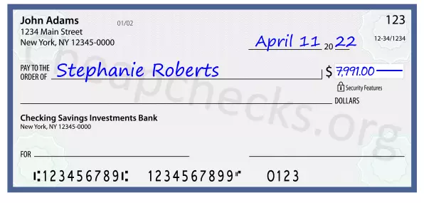 7991.00 dollars written on a check