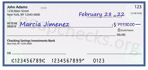 79930.00 dollars written on a check