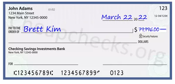 79996.00 dollars written on a check