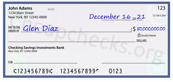 80000000.00 dollars written on a check