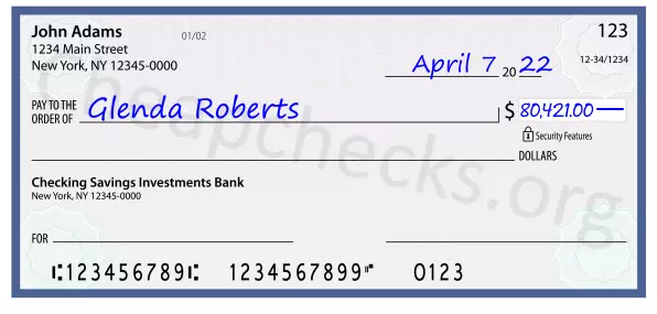 80421.00 dollars written on a check