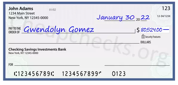 80524.00 dollars written on a check