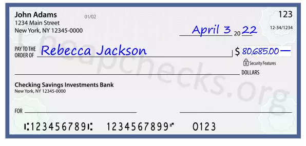 80685.00 dollars written on a check