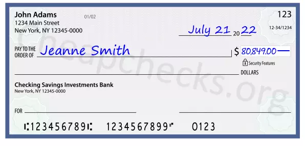 80849.00 dollars written on a check