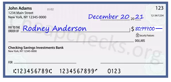 80997.00 dollars written on a check