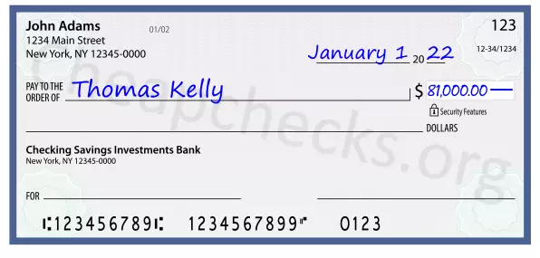 81000.00 dollars written on a check
