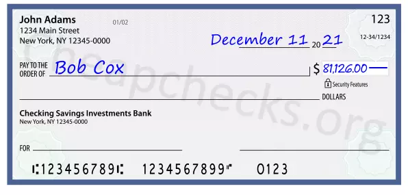 81126.00 dollars written on a check