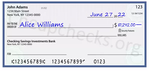 81242.00 dollars written on a check