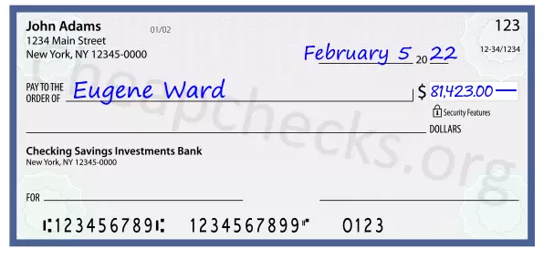 81423.00 dollars written on a check