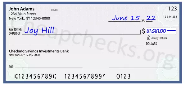 81681.00 dollars written on a check