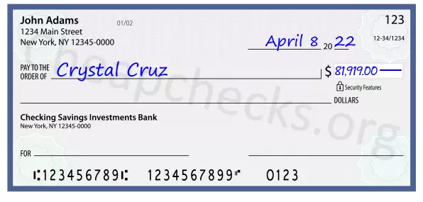 81919.00 dollars written on a check