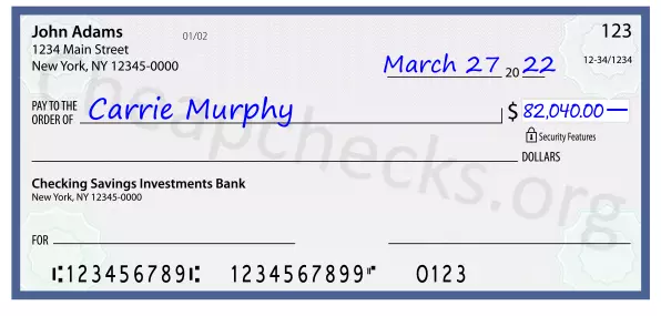 82040.00 dollars written on a check