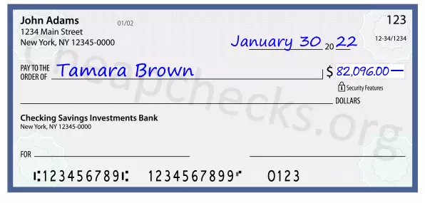 82096.00 dollars written on a check