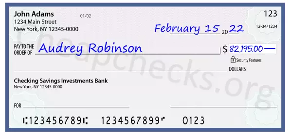 82195.00 dollars written on a check