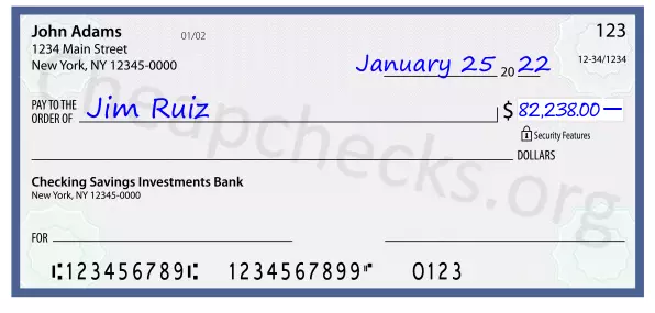 82238.00 dollars written on a check