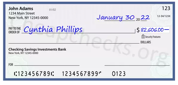 82606.00 dollars written on a check