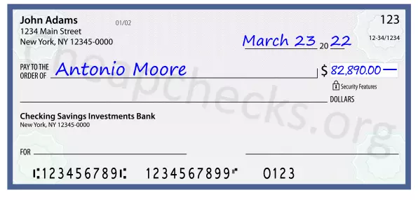 82890.00 dollars written on a check