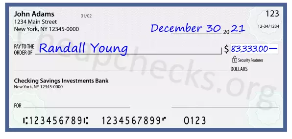 83333.00 dollars written on a check