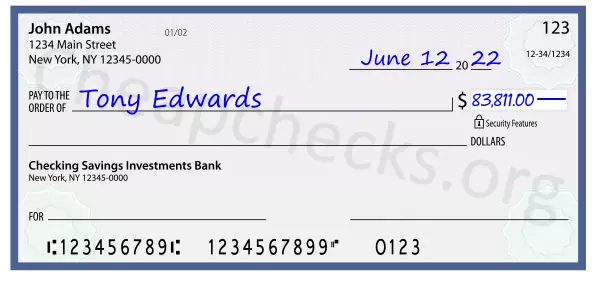 83811.00 dollars written on a check