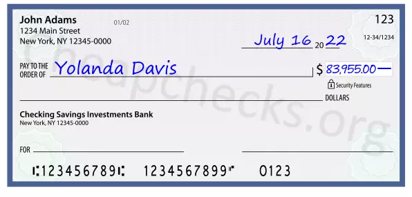 83955.00 dollars written on a check