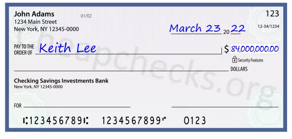 84000000.00 dollars written on a check