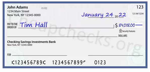 84018.00 dollars written on a check