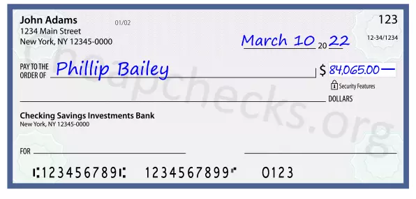 84065.00 dollars written on a check