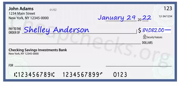 84082.00 dollars written on a check