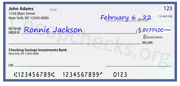 84774.00 dollars written on a check