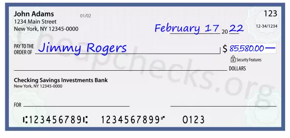 85580.00 dollars written on a check