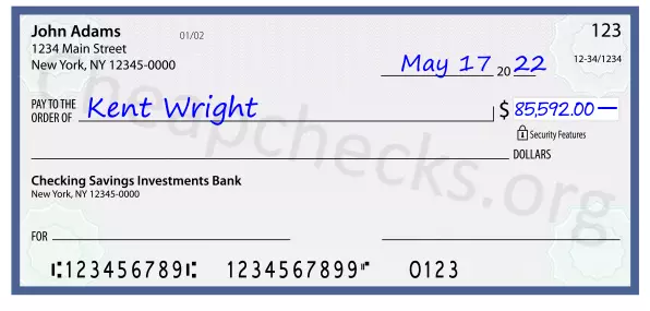 85592.00 dollars written on a check