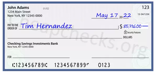 85716.00 dollars written on a check