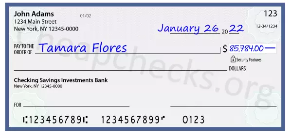 85784.00 dollars written on a check