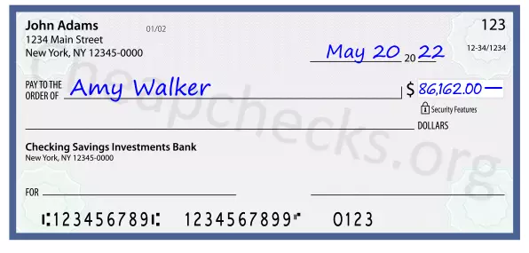 86162.00 dollars written on a check