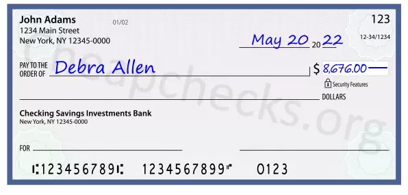 8676.00 dollars written on a check