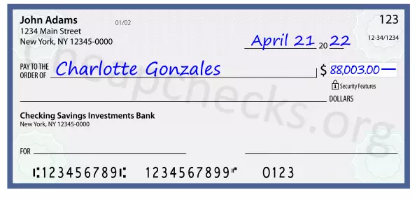 88003.00 dollars written on a check