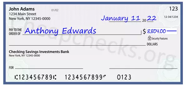 8804.00 dollars written on a check