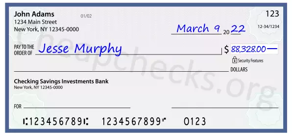 88328.00 dollars written on a check