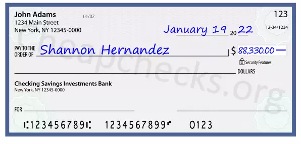 88330.00 dollars written on a check