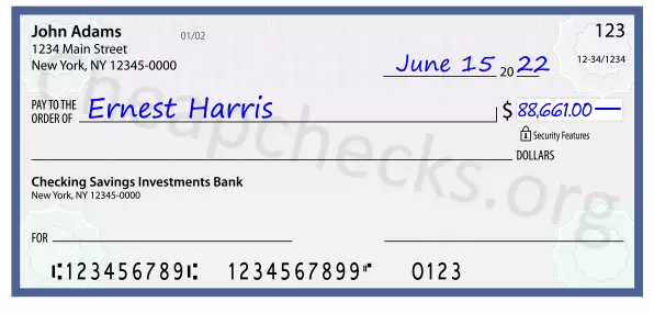 88661.00 dollars written on a check