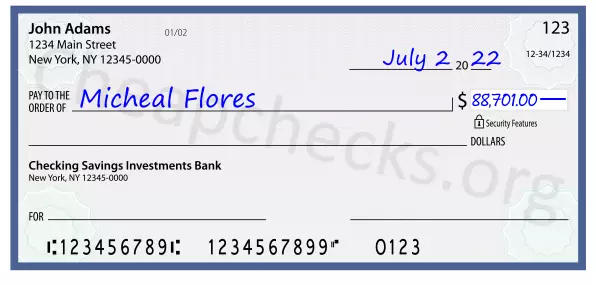 88701.00 dollars written on a check