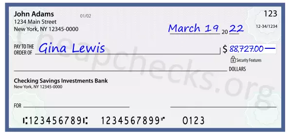 88727.00 dollars written on a check