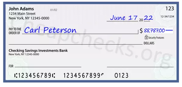 88787.00 dollars written on a check