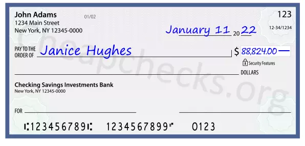 88824.00 dollars written on a check