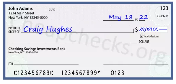 89081.00 dollars written on a check