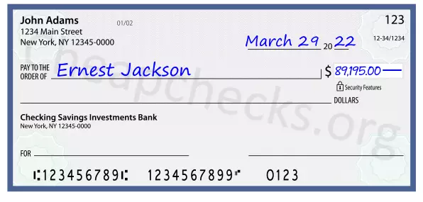 89195.00 dollars written on a check