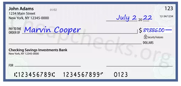 89886.00 dollars written on a check