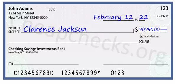 90940.00 dollars written on a check