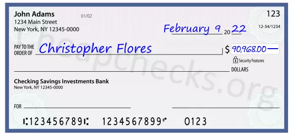 90968.00 dollars written on a check