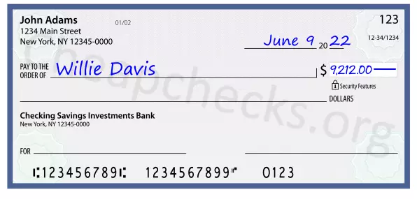 9212.00 dollars written on a check